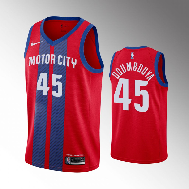 Men's Detroit Pistons #45 Sekou Doumbouya Red Stitched Jersey Men's Detroit Pistons #45 Sekou Doumbouya Red Stitched Jersey